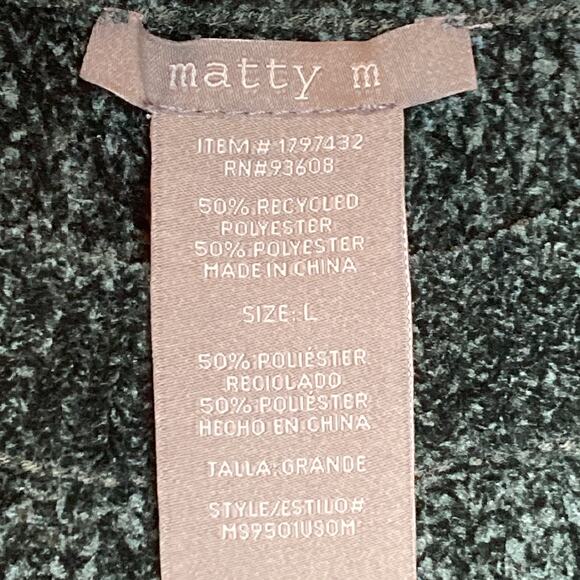 Matty M Ladies' Chenille Crewneck Sweater - Green - Large - Picture 4 of 5